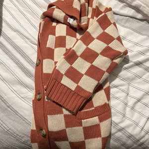 American Eagle Oversized Checkered Cardigan